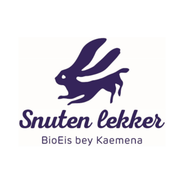 Snuten lekker logo: purple rabbit with the words "BioEis bey Kaemena" on a white background.